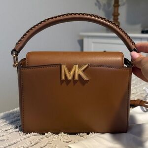 Michael Kors Karlie Tan Crossbody Bag with Gold Accents & Matching Key Fob/Card